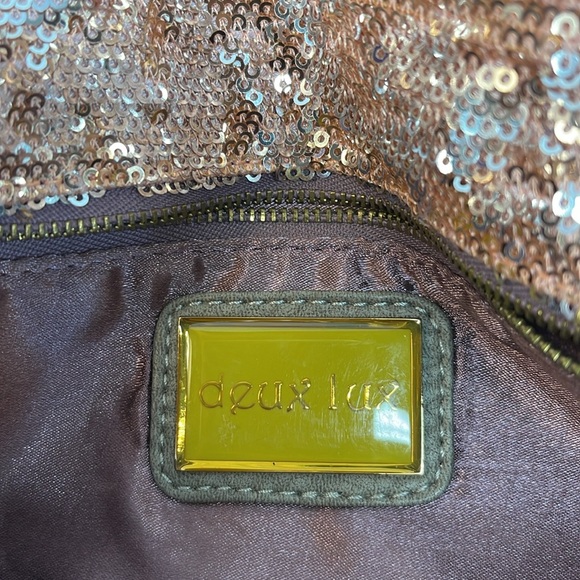 Deux Lux rose gold sequin clutch purse with strap - Picture 7 of 9